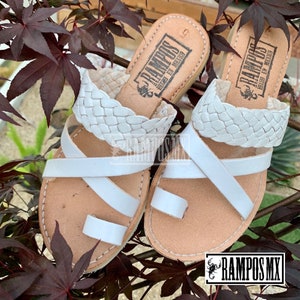 Womens Mexican Handmade Leather Huaraches Sandals Sandalias Piel Mujer Mexicano Sahuayo Mexico TRENSA DCRUZ BLANCO white