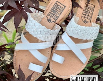 Damen mexikanische handgefertigte Leder Huaraches Sandalen Sandalias Piel Mujer Mexicano Sahuayo Mexiko TRENSA DCRUZ BLANCO weiß