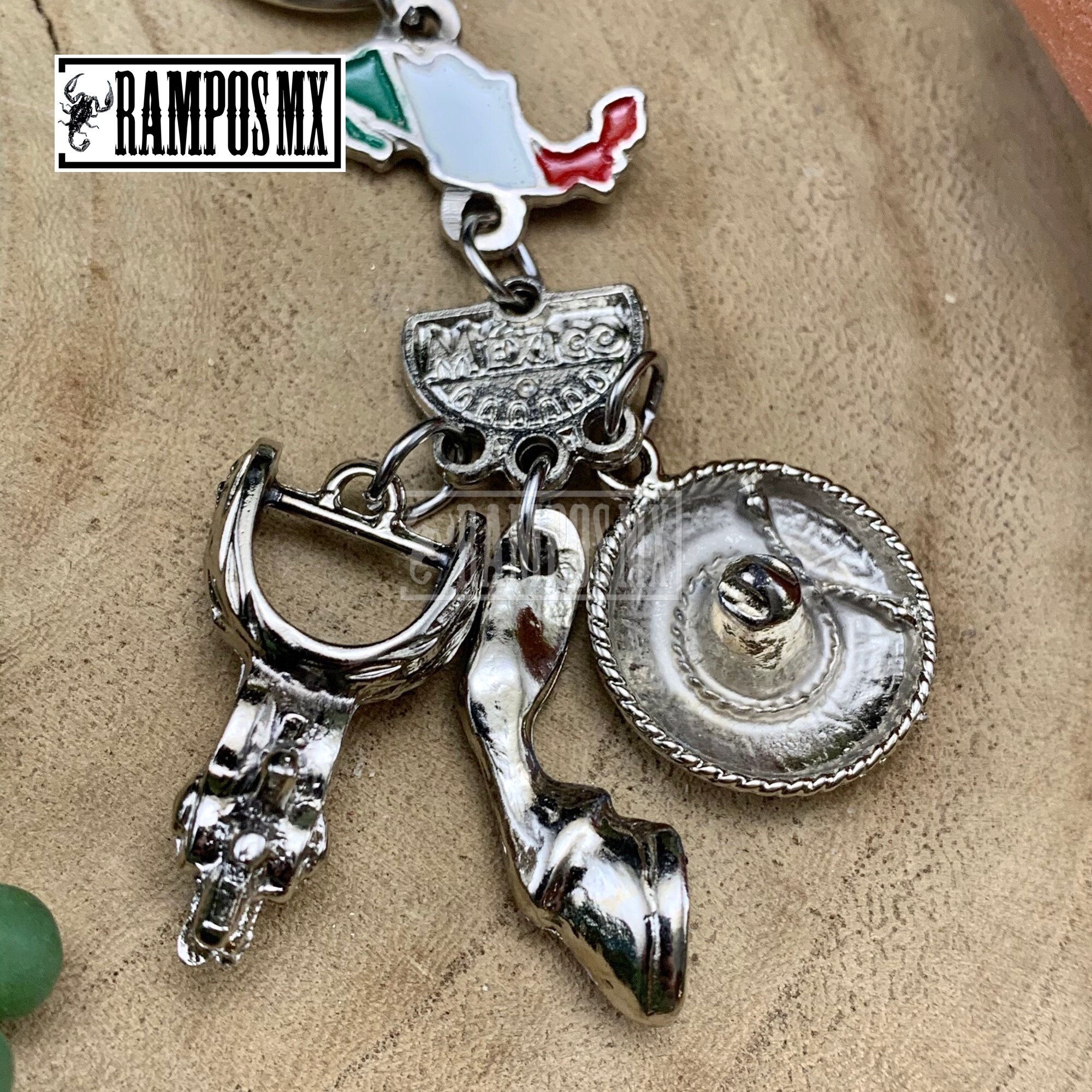 RamposMX Mexican Western Charro Cowboy Rodeo Horse Leg Steel Metal Key Chain,Rodeo Boot Spurs Keychain ,Llavero de Espuelas Botas Charras Metal Acero