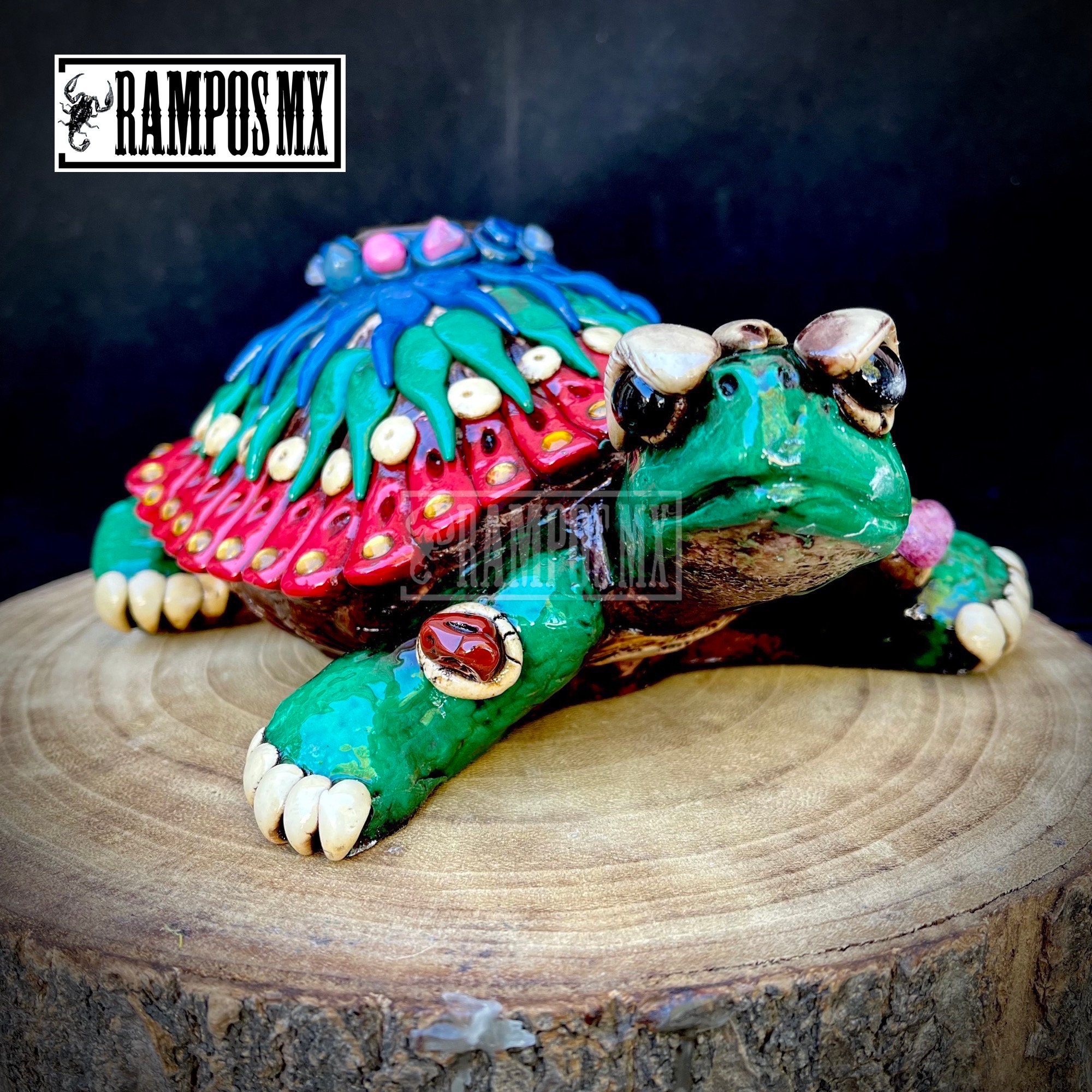 Beautiful Aztec Turtle Figure Statue Handmade Clay,handcraft Mayan