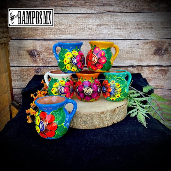Beautiful Mexican Jarrito Mug Art Handpainted Clay Pottery Floral Handcrafted Mug Mexican Mug Hand Painted Mexican Coffee Tea Mugs tazas Etsy