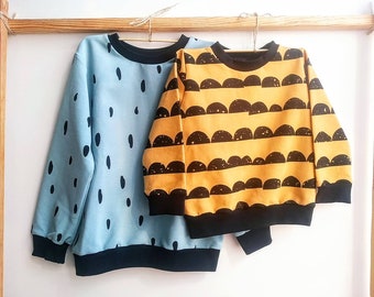 Two kids sweatshirts with spots and half circles Organic baby set sweater Organic toddlers clothing