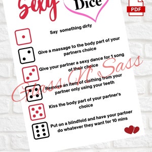 Sexy Dice Game, Adult Game, Valentine's Day, Date Night, Lovers ...