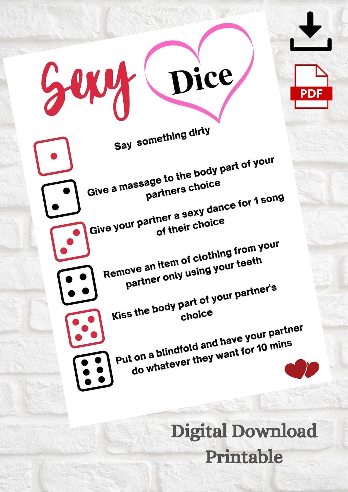 Sexy Dice Game Adult Game Valentine's Day Date Night - Etsy