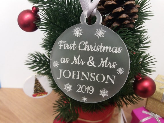 Newlywed Christmas 2019 First Christmas as Mr and Mrs Bauble