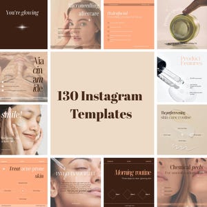 130 Luxury Skincare Instagram Templates, Esthetician Instagram, Skincare Posts templates, Luxury Skincare Social Media, Skincare Instagram