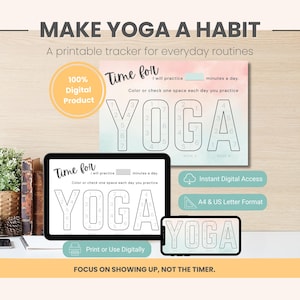 Yoga Habit Tracker Printable | 4-Week Daily Yoga Routine | Gentle Consistency Planner | Printable & Digital Wellness Tracker