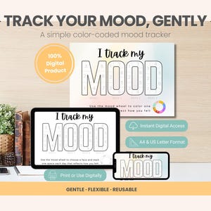 ADHD Mood Tracker Printable, Color-Coded Daily Emotion Chart, 4-Week Mental Health Log, Neurodivergent PDF, Instant Download