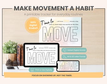 Movement Habit Tracker | Daily Movement Routine | Gentle Habit Tracker for Families | Digital & Printable
