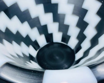 Homemade black and white turned segmented large bowl