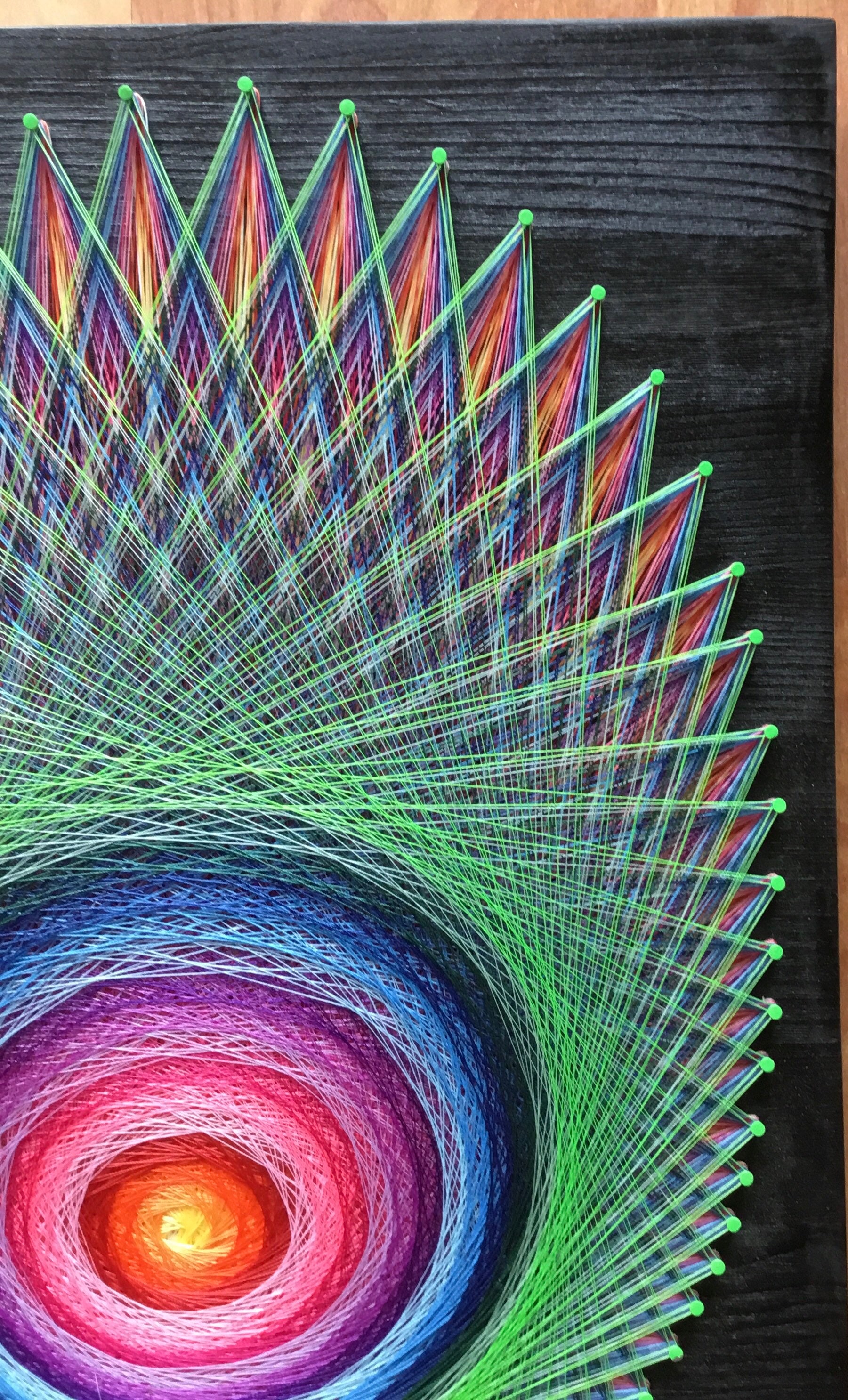 Oval Rainbow String Art on Black - Etsy