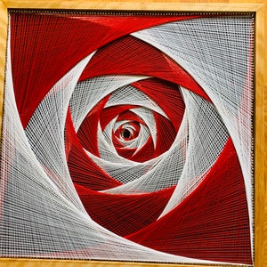 Framed string art - Rose of space red and white