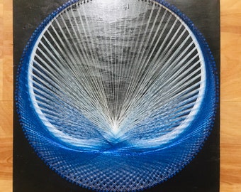 Mandala Metallic string art - varying shades of blue