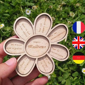 FICHIER NUMÉRIQUE - Fleur-magnet Merci Maîtresse / Merci Maître - Thank you Teacher -Danke Lenhrer/ Danke Lenhrerin