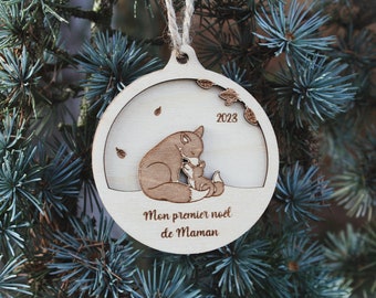 Personalized Christmas bauble Mom and baby Fox