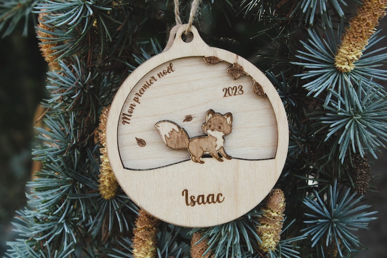 Personalized Fox Christmas bauble image 1