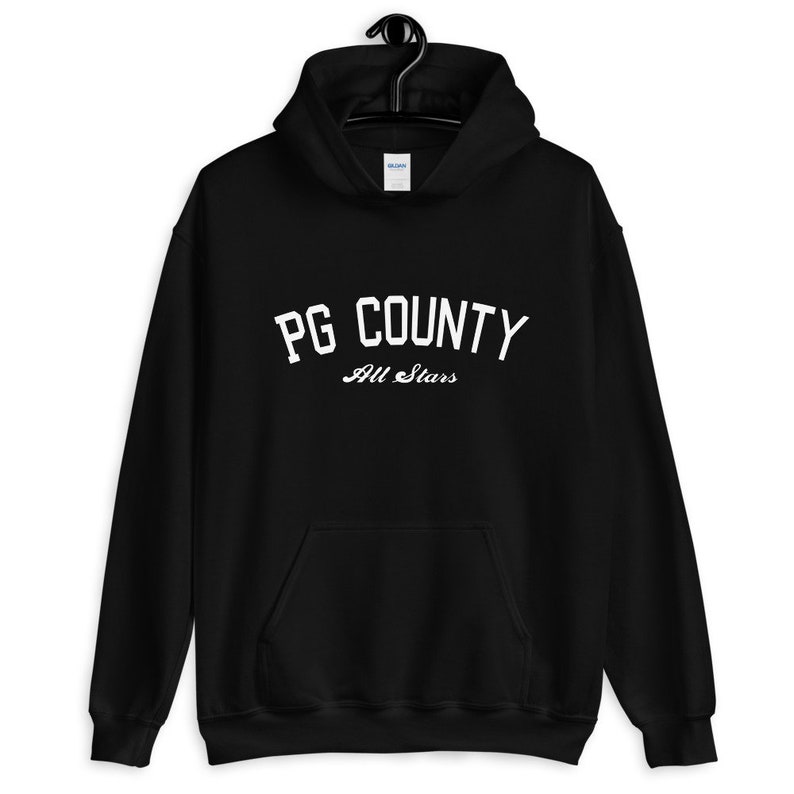 PG County White Text Unisex Hoodie image 1