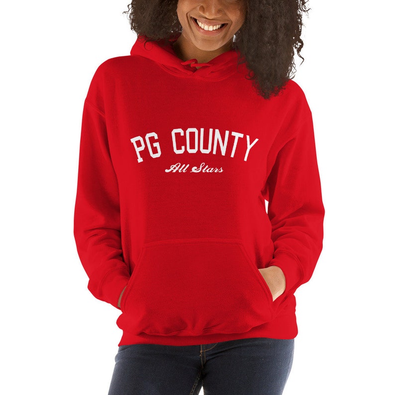 PG County White Text Unisex Hoodie image 4