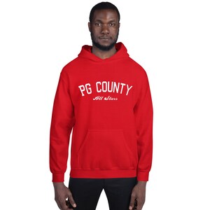 PG County White Text Unisex Hoodie image 3