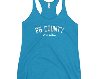 PG County - Women's Racerback Tank - White Text