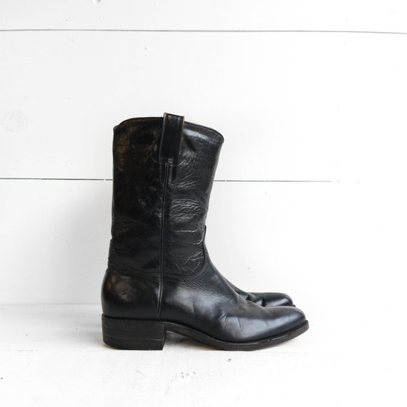 9 D | 1970’s Men’s Dan Post Black Western Boots