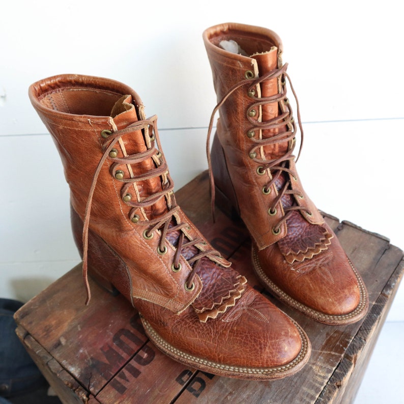 Men\u2019s Larry Mahan Roper Lace Up Boots size 9 12 D
