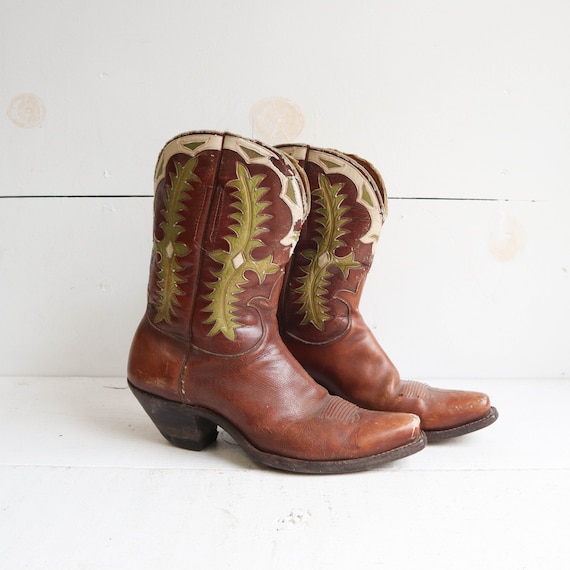 Vintage 1940s Teitzel Jones Western Boots Inlay Pe