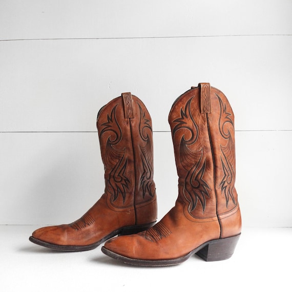 10 B | 1970's Dan Post Cowboy Boots Men's Caramel