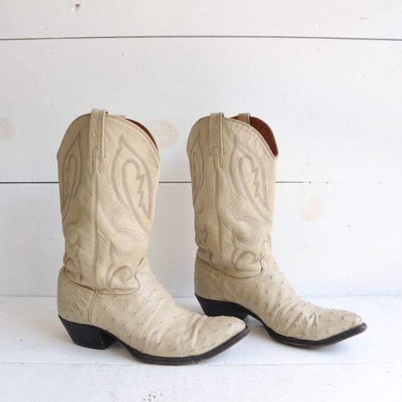 white ostrich boots