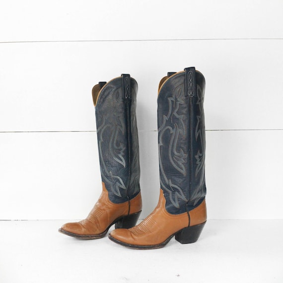 Dan Post Tall Western Blue Cowboy Boots
