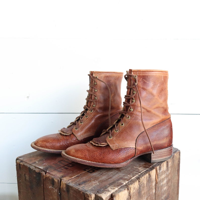 Men\u2019s Larry Mahan Roper Lace Up Boots size 9 12 D