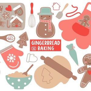 Lebkuchen Backen, süße Backen Clipart, Kekse, Kochen, digitale Clipart-Set, printable