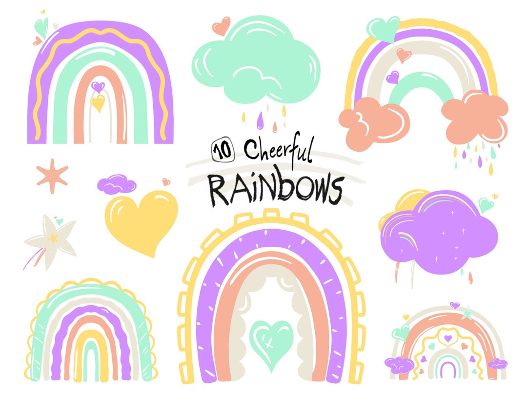 Pastel Rainbow Clipart Set: Boho Nursery Art (digital Download) - Etsy