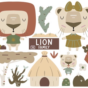 Lion, Safari Animals, Jungle Animals, Digital Clipart Set, Nursery, Printable