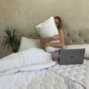 Adjustable organic wool pillow, eco friendly pillow, anti-allergenic pillow insert, sleeping pillow, bedtime routine, 5th anniversary gift