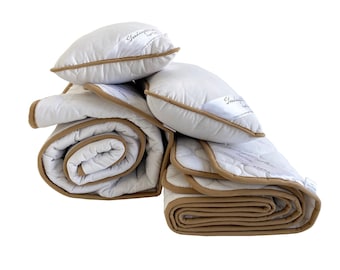 Maxi Wool White Organic Bed Set, Eco Friendly Bedding Set, Wool Sleeping Set