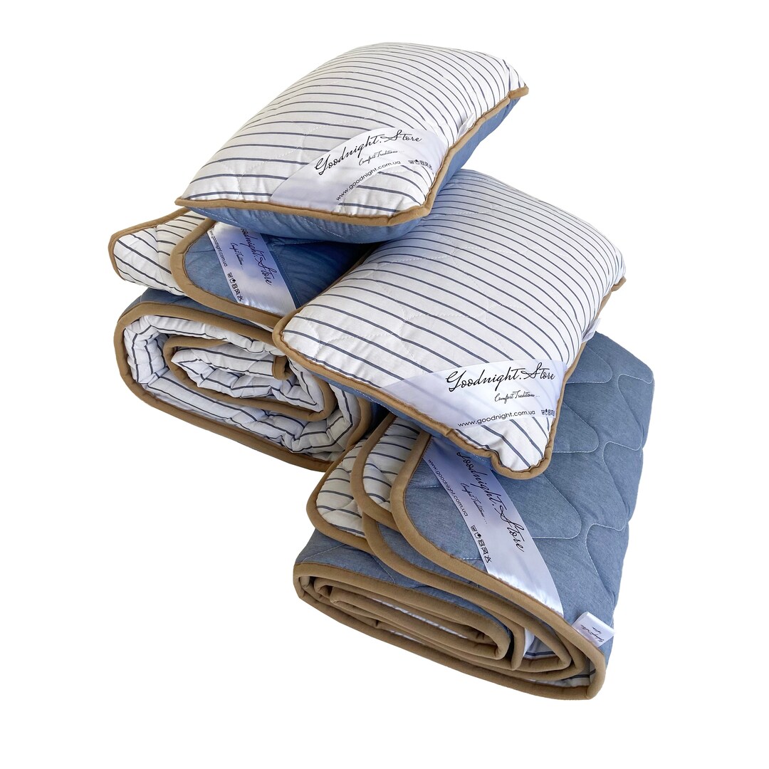 Maxi Wool Blue Organic Bed Set, Eco Friendly Bedding Set, Wool Sleeping