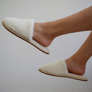 Pantuflas de lana merino suave con certificaciones Woolmark y Oeko-Tex / Pantuflas de lana merino con forro de felpa / Pantuflas cálidas para el hogar