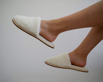 Soft Merino Wool Slippers with Woolmark and Oeko-Tex Certifications / Merino Woolmark Slippers with Plush Lining / Warm Home Slippers