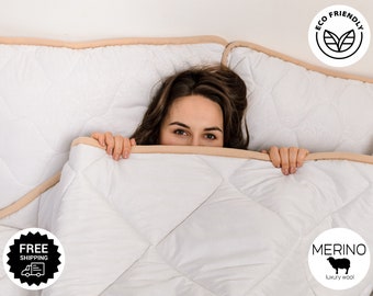 Winter Merino Wool Comforter, Duvet Insert / Organic, Anti-allergenic, Eco Friendly, All-Natural, Non-toxic / Any Size on request