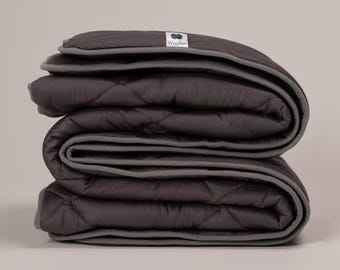 All-Season Merino Wool Comforter – Graphite Gray – 100% Cotton Satin Cover – Hypoallergenic – Handmade in Ukraine
