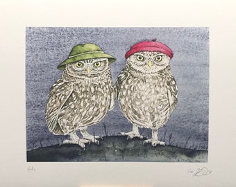 Hats - Little Owl Limited Edition Giclee Print