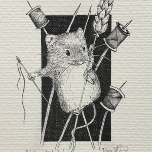 Harvest Mouse Print "Stitcherydoodah!"