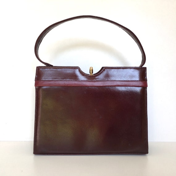 burgundy patent leather purse