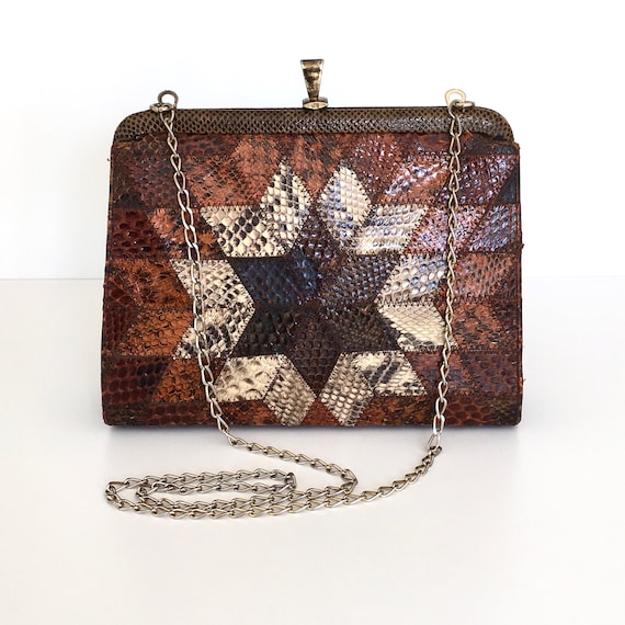 Vintage gorgeous snakeskin clutch bag, snakeskin … - image 6