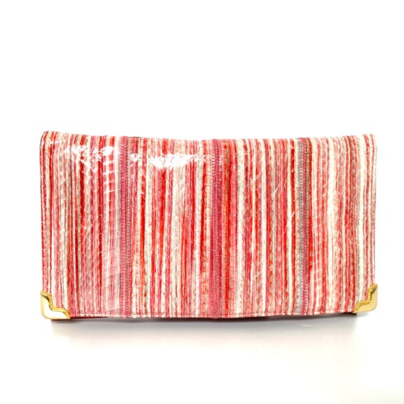 Vintage 70s Pink/Grey/White/Red Slim Leather/Snak… - image 1