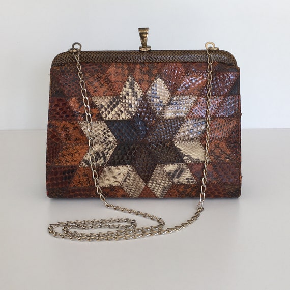 Vintage gorgeous snakeskin clutch bag, snakeskin … - image 5