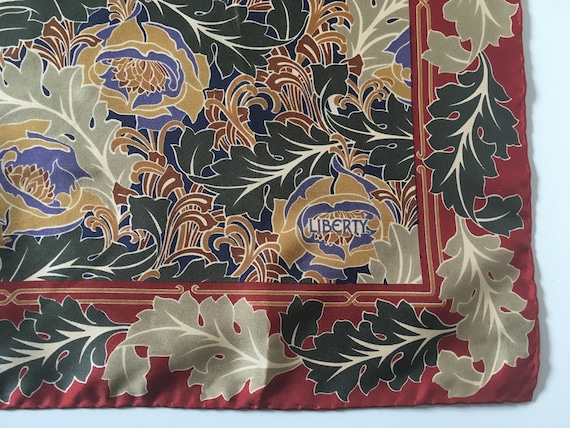 Vintage Liberty of London silk scarf, red, blue, g