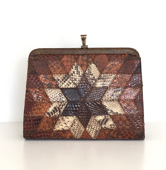Vintage gorgeous snakeskin clutch bag, snakeskin … - image 1