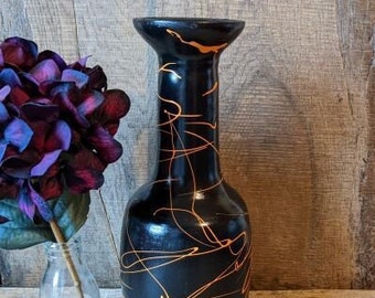 Stunning Decorative, Black Coloured, Ash Wood Vase,  a Beautiful Decorative Ornament or Centrepiece